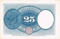(№1919P-42b.1) Банкнота Италия 1919 год "25 Lire" (Подписи: Canavai and Sacchi)