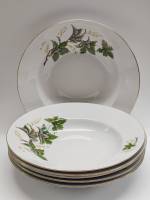 Тарелки суповые 6 штук Чехословакия фарфор диаметр 23,5 см виноградный лист