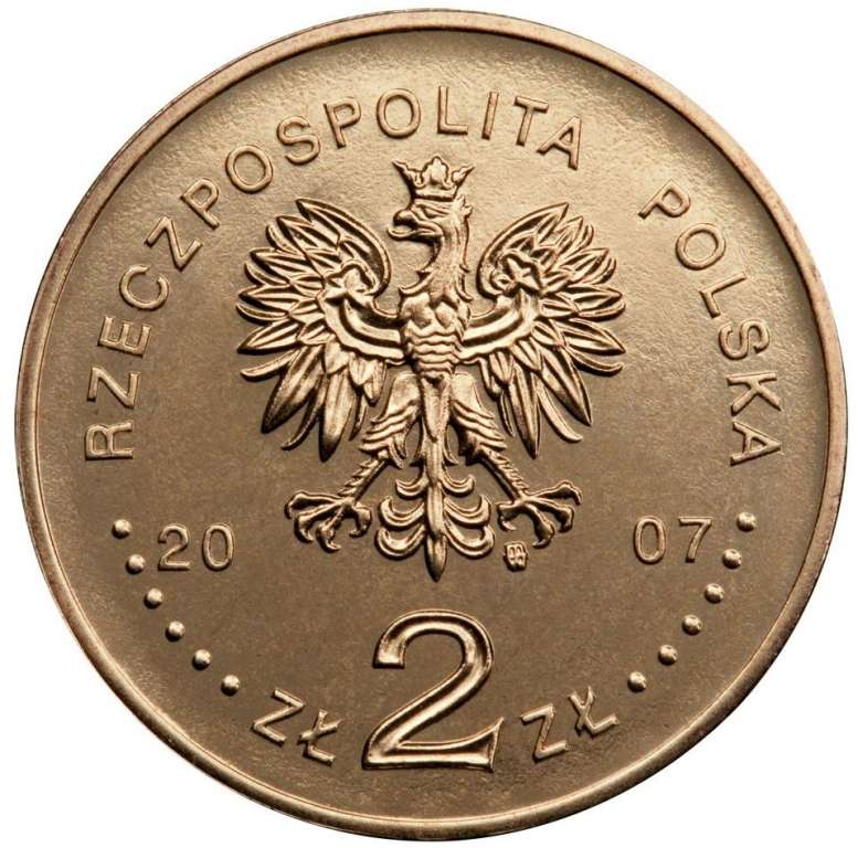 (139) Монета Польша 2007 год 2 злотых &quot;Краков 750 лет&quot;  Латунь  UNC