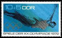 (1972-027) Марка Германия (ГДР) "Подводное плавание"    Летние ОИ 1972, Мюнхен III O