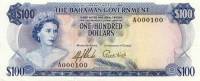 (№P-25a) Банкнота Багамские острова 1965 год 100 Dollars "Багамский доллар"