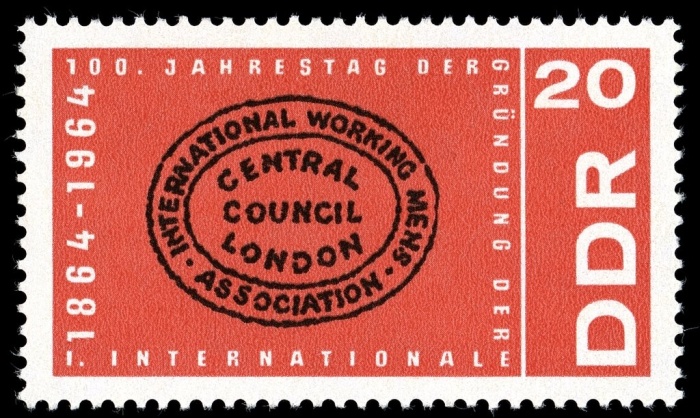 (1964-054) Марка Германия (ГДР) "Печать"  красная  Международная организация труда II &Theta;