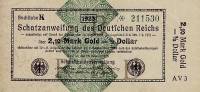 (№1923P-156) Банкнота Германия 1923 год "2,10 Goldmark = frac12; Dollar"