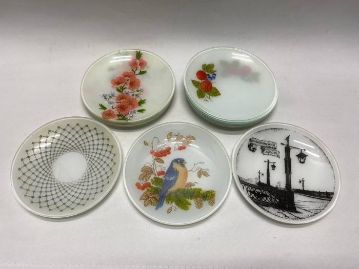 Блюдце стекло с рисунком 13 шт