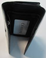 Кошелёк женский "Canevo", Натуральная кожа, 2 отделения с отсеками, Клепка, поцелуй, Черный