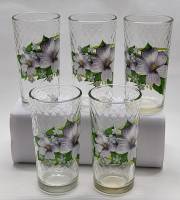Стаканы рифленые рисунок цветы 5 штук СССР