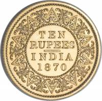 (№1870km477) Монета Индия 1870 год 10 Rupees
