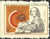 (1973-005) Марка Вьетнам "Коперник и глобус"   500 лет со дня рождения Коперника III O