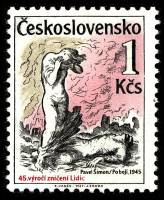 (1987-026) Марка Чехословакия "Когда закончились бои"    45-я годовщина разрушения Лидице и Лезаку I