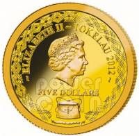 () Монета Токелау 2012 год 5 доллара ""  Биметалл (Платина - Золото)  UNC