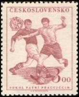 (1951-031) Марка Чехословакия "Футбол"    9 Сокол конгресс II Θ