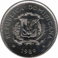 (№1989km70) Монета Доминиканская Республика 1989 год 10 Centavos (Коренные фрукты и овощи)