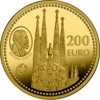 (№2010km1170) Монета Испания 2010 год 200 Euro (Европейский Союз - Антони Gaudiacute)