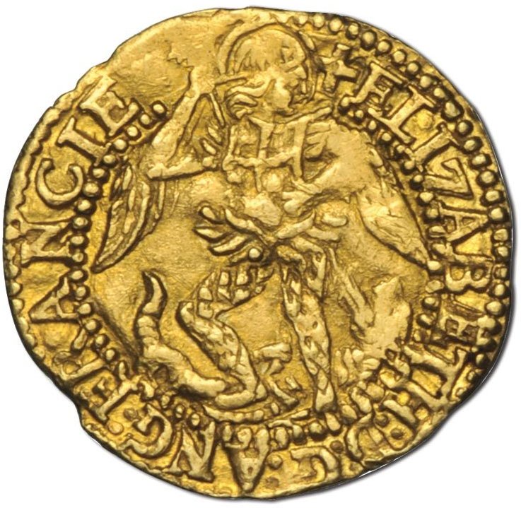 (№1578) Монета Великобритания 1578 год 1/4 Angel (Елизавета I)