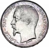 () Монета Франция 1852 год 5  ""   Биметалл (Серебро - Ниобиум)  AU
