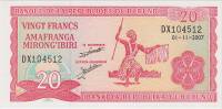 (2007) Банкнота Бурунди 2007 год 20 франков "Танцор"   UNC