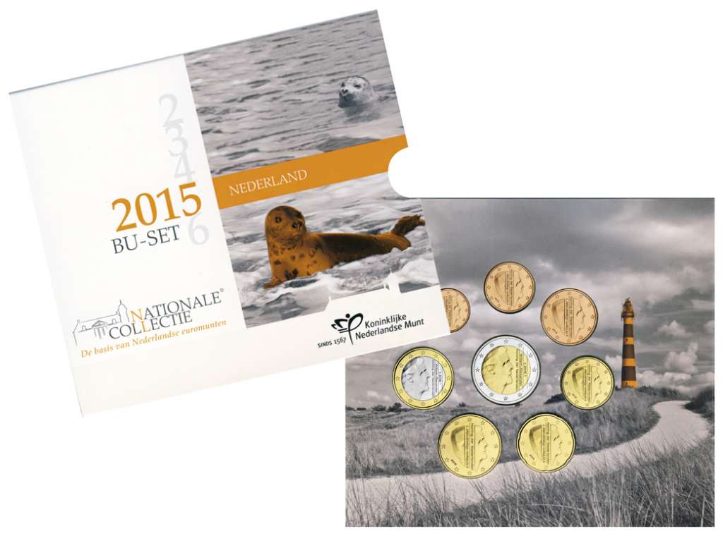 (2015, 8 монет) Набор монет Нидерланды (Голландия) 2015 год &quot;Природа Нидерландов&quot;   Буклет