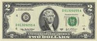 (2003d) Банкнота США 2003 год 2 доллара "Томас Джефферсон"   UNC