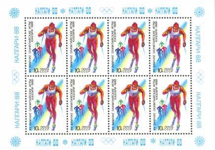 1988-004  Лист (8 м 2х4) СССР Лыжи  XV зимние Олимпийские игры Калгари III O