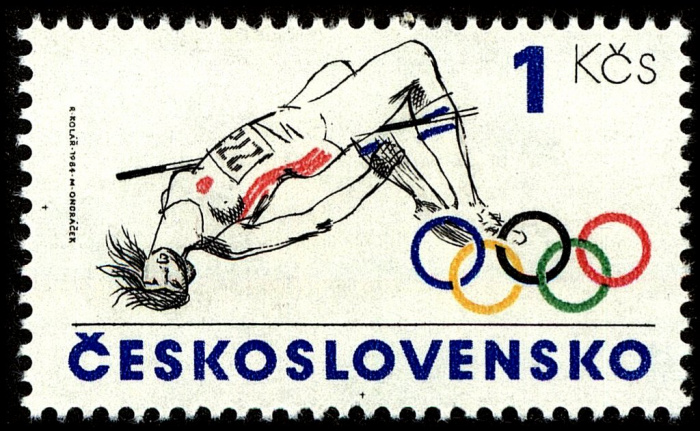 (1984-037) Марка Чехословакия &quot;Прыжки в высоту&quot; ,  II Θ