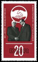 (1966-024) Марка Германия (ГДР) "Вильгельм Пик и Отто Гротеволь "    20 Лет SED II Θ