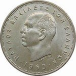 (1960) Монета Греция 1960 год 20 драхм "Павел I"  Серебро Ag 835  UNC