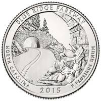 (028d) Монета США 2015 год 25 центов "Блю-Ридж"  Медь-Никель  UNC