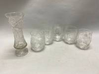 Ваза и 5 стаканов хрусталь