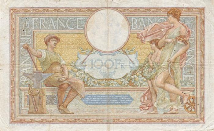 (№1935P-78c.8) Банкнота Франция 1935 год &quot;100 Francs&quot;