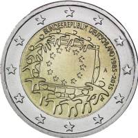 016 Монета Германия (ФРГ) 2015 год 2 евро 30 лет флагу Европы Двор A Биметалл  VF
