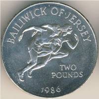 (1986) Монета Остров Джерси 1986 год 2 фунта "XIII Игры Содружества"  Медь-Никель  UNC
