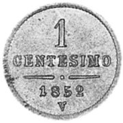  Монета Италия 1852 год 1     Медь  UNC