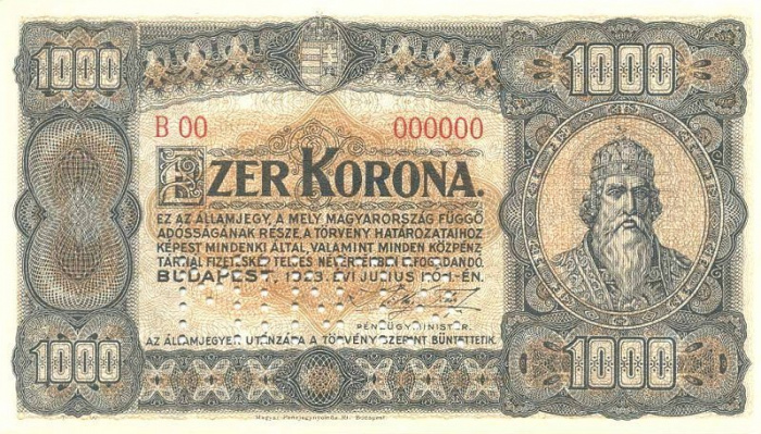 (№1923P-75s) Банкнота Венгрия 1923 год &quot;1,000 Korona&quot;
