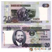Банкнота Мозамбик 2006 год 20 метикалов Самора Машел   UNC