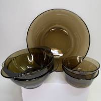 Посуда из закаленого коричневого стекла Франция DURALEX 5 предметов