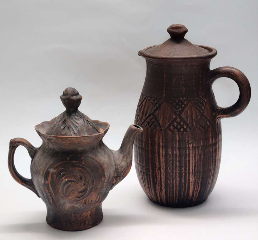 Кувшин,с крышкой и чайник-кофейник глина керамика