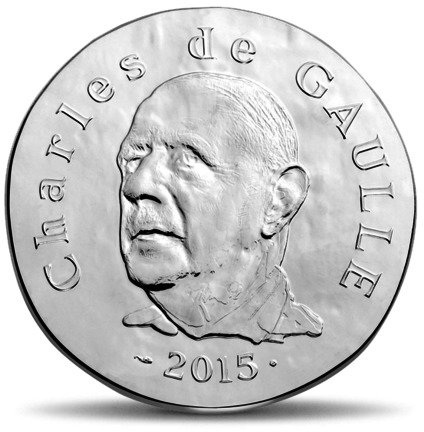 (2015) Монета Франция 2015 год 10 евро &quot;Шарль де Голль&quot;  Серебро Ag 900  UNC