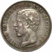 (№1860km136) Монета Гватемала 1860 год 4 Reales (Рафаэль Каррера)