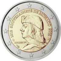 (003) Монета Монако 2012 год 2 евро "500 лет независимости"  Биметалл  XF