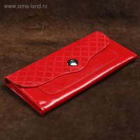 (2595804) Кошелек жен. 18*2*9см, д/карт, на клапане. Красный