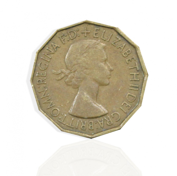 (1953) Монета Великобритания 1953 год 3 пенса &quot;Елизавета II&quot;  Латунь  VF