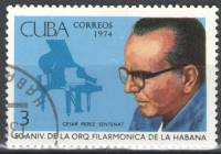 (1974-048) Марка Куба "С. Перес Сентенат, фортепиано"    50 лет Филармоническому оркестру Гаваны III