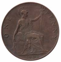 (1903) Монета Великобритания 1903 год 1 пенни "Эдуард VII"  Бронза  VF