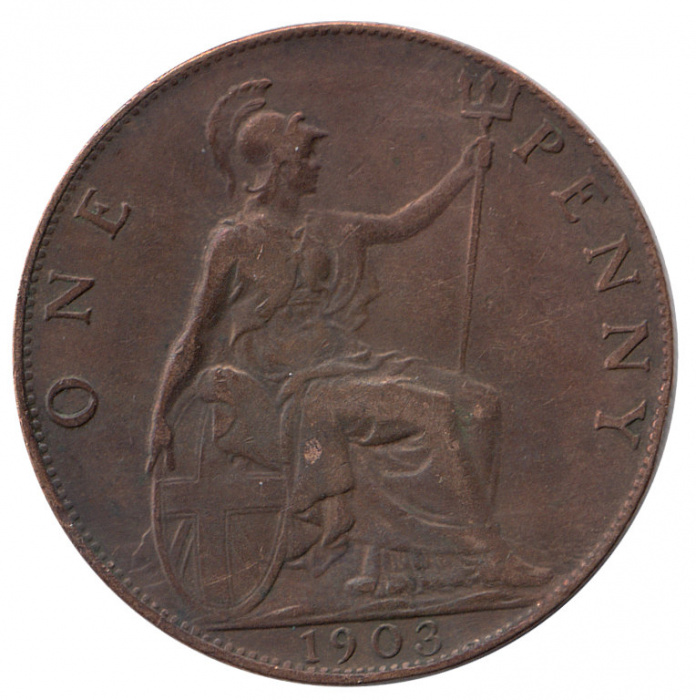 (1903) Монета Великобритания 1903 год 1 пенни &quot;Эдуард VII&quot;  Бронза  VF