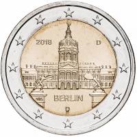 (020) Монета Германия (ФРГ) 2018 год 2 евро "Берлин" Двор D Биметалл  UNC