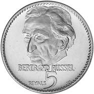 (№1970km21) Монета Аджман (Британский философ А. Бертрана Рассела) 1970 год 5 Riyals (Британский фил