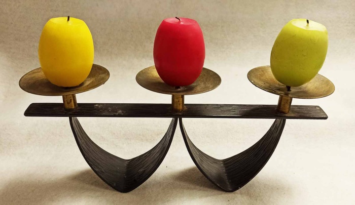 Подсвечник + свечи, Цветной металл (Сост. на фото)