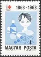 (1963-049) Марка Венгрия "Ребенок с лекарствами"    100 лет организации Красный Крест I Θ
