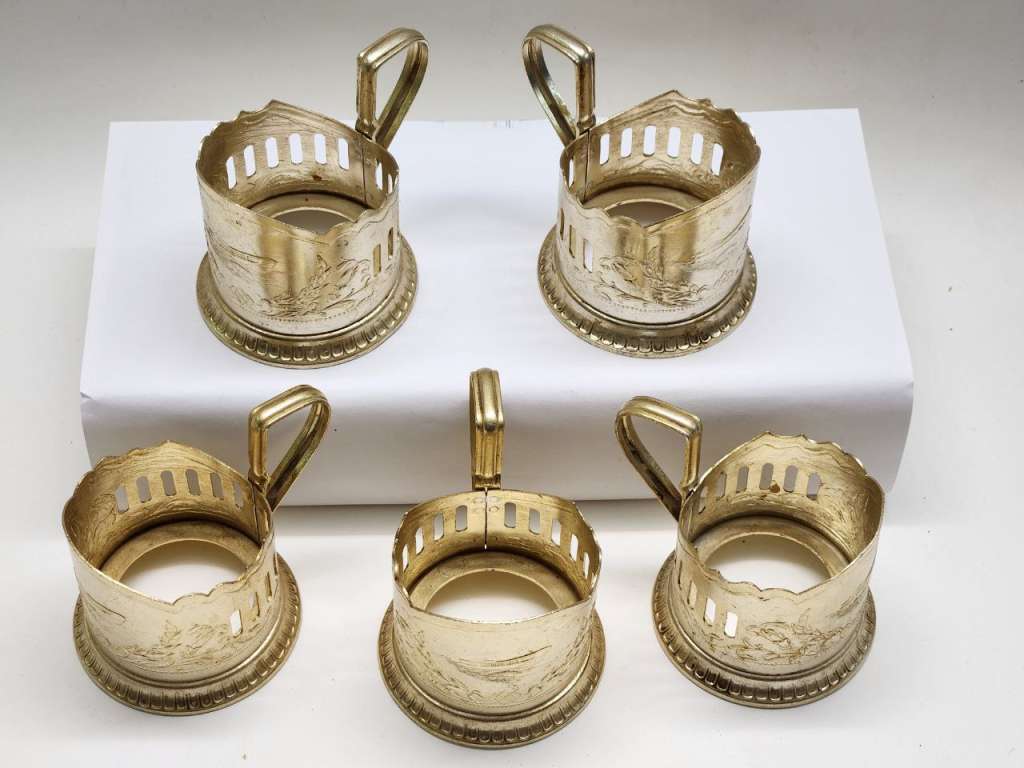 Подстаканники алюминий 5 штук КХИ СССР Ракета