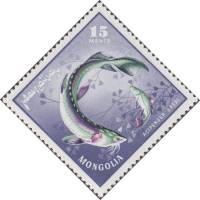 (1965-025) Марка Монголия "Осетр"    Речные хищные рыбы III Θ